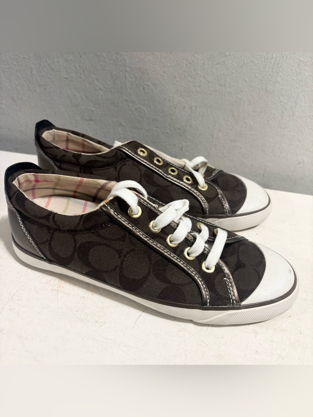 Coach Monogram Chocolate Brown Logo Sneakers Shoes